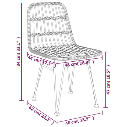 3 pcs conjunto de jantar para jardim vime PE