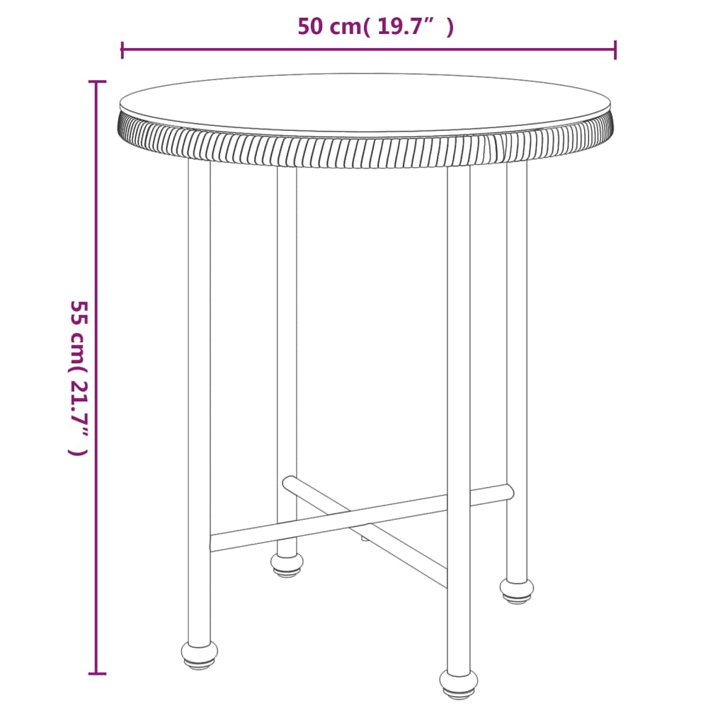 3 pcs conjunto de jantar para jardim vime PE