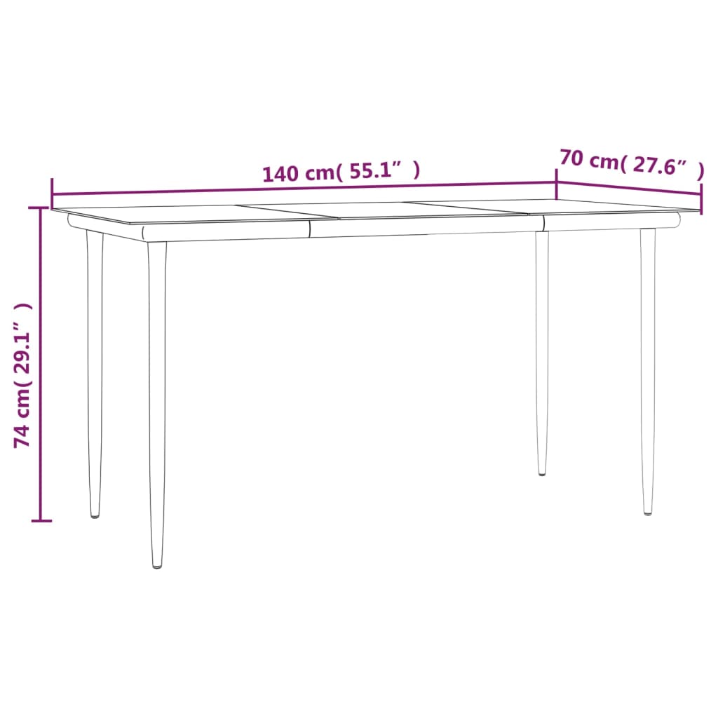 5 pcs conjunto de jantar p/ jardim vime PE