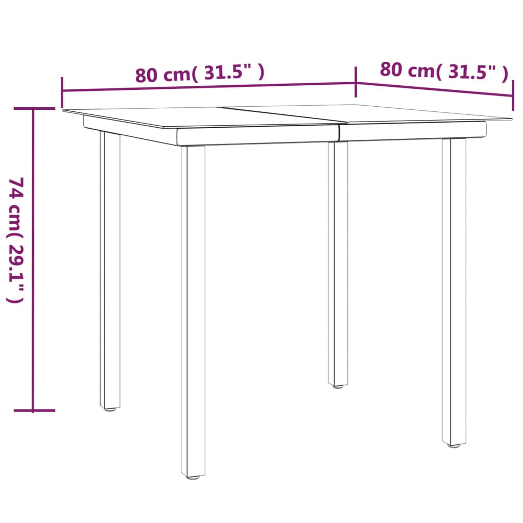 5 pcs conjunto de jantar p/ jardim vime PE