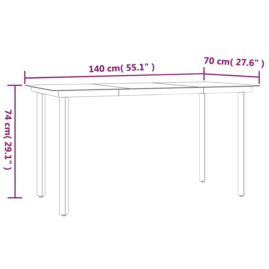 5 pcs conjunto de jantar p/ jardim vime PE