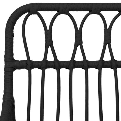 7 pcs conjunto de jantar para jardim vime PE preto