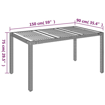 5 pcs conjunto de jantar p/ jardim c/ almofadões vime PE cinza