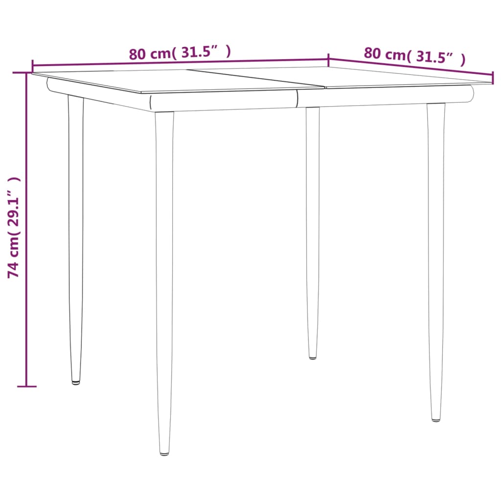 Conjunto de 2 Cadeiras e 1 Mesa em Vime Lop - Preto - Design Natura