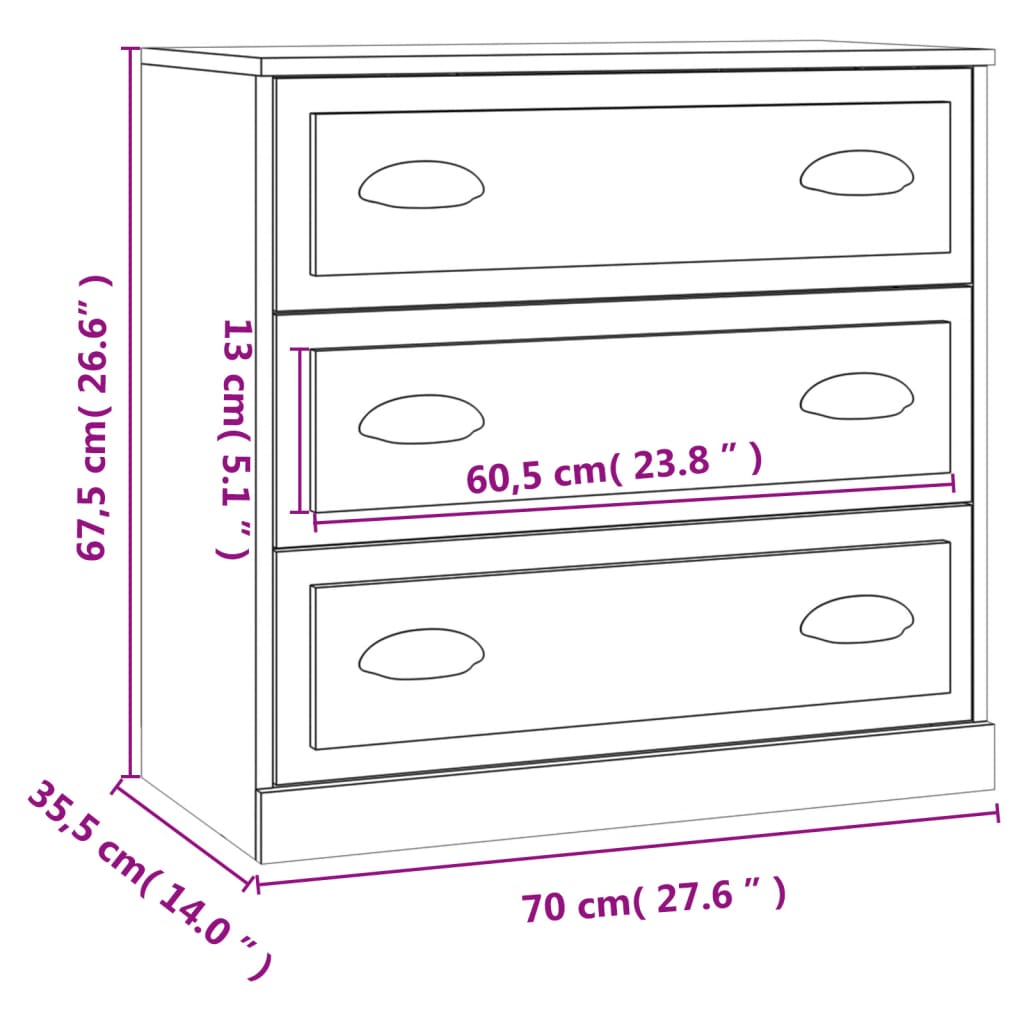 Cómoda Vinta com 6 Gavetas de 140 cm - Carvalho - Design Moderno