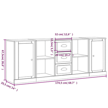 Aparadores 3 pcs derivados de madeira cinzento cimento