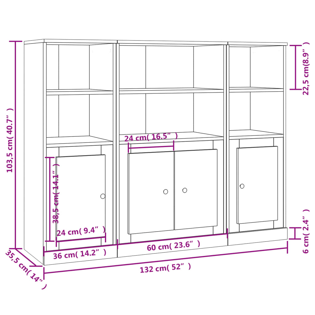 Aparador/Louceiro Pietra de 130 cm - Preto - Design Minimalista