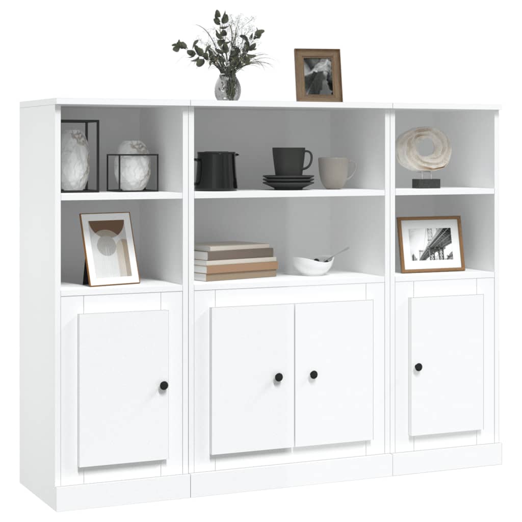 Aparador/Louceiro Pietra de 130 cm - Branco Brilhante - Design Minimalista