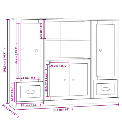 Aparadores altos 3 pcs derivados de madeira cor carvalho sonoma