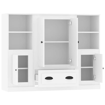 Aparadores altos 3 pcs derivados de madeira branco