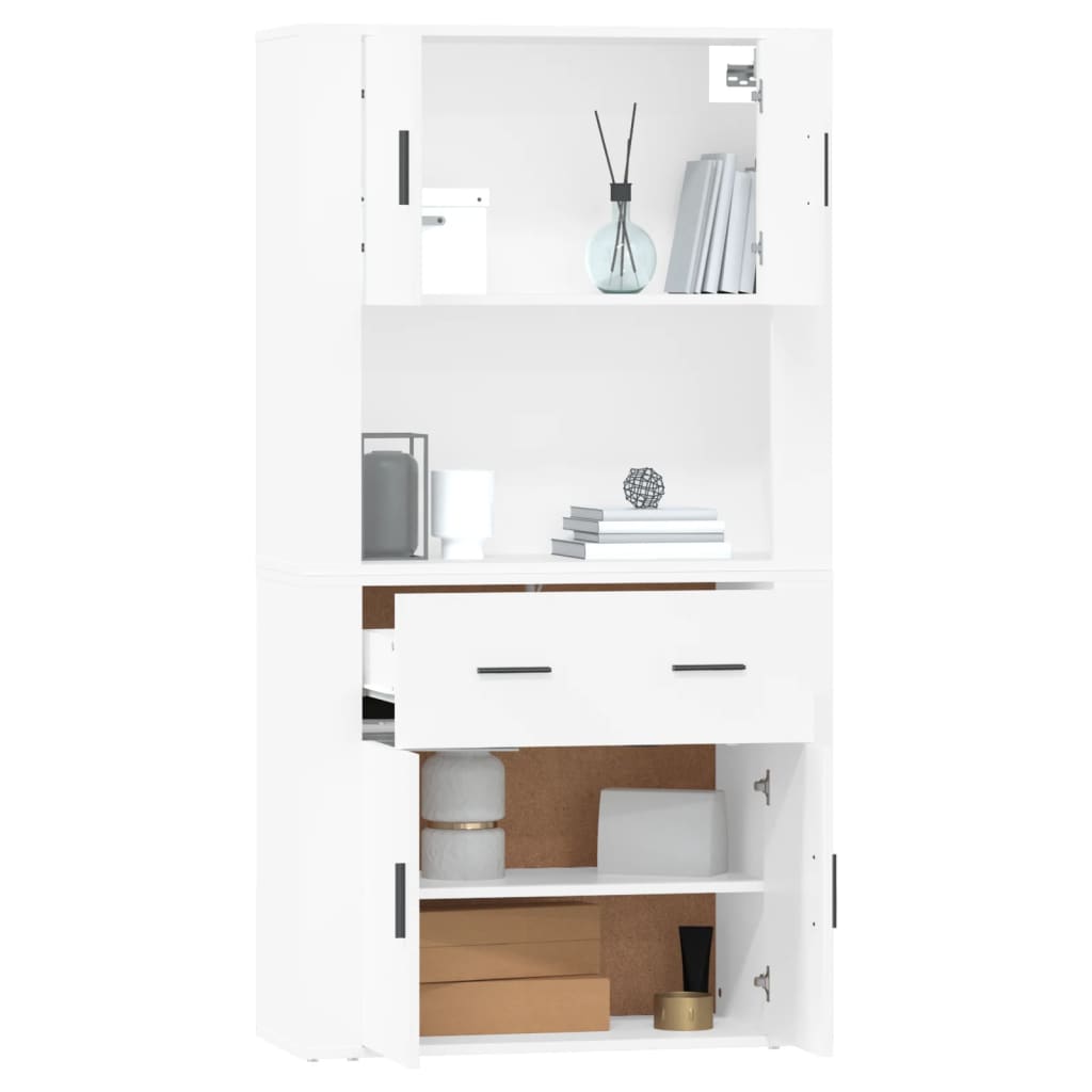 Armário Alto Clark de 4 Portas e 1 Gaveta - Branco - Design Moderno