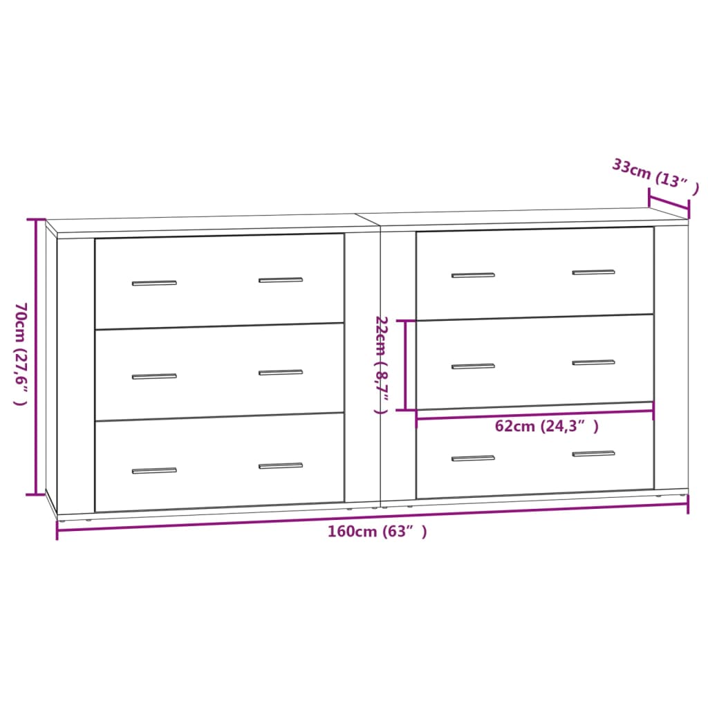 Aparadores 2 pcs derivados de madeira branco