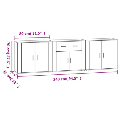 Aparadores 3 pcs derivados de madeira cinzento cimento