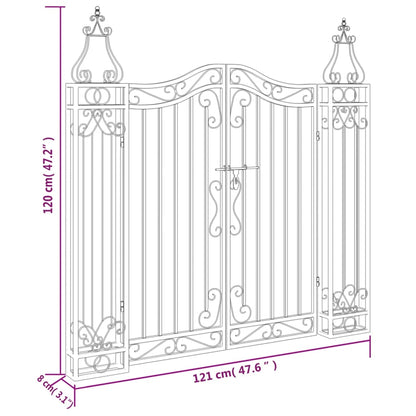 Portão de jardim 121x8x120 cm ferro forjado preto