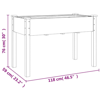 Vaso/floreira c/ forro 118x59x76 cm abeto maciço castanho