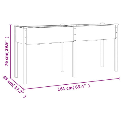 Vaso/floreira c/ forro 161x45x76 cm madeira de abeto maciça