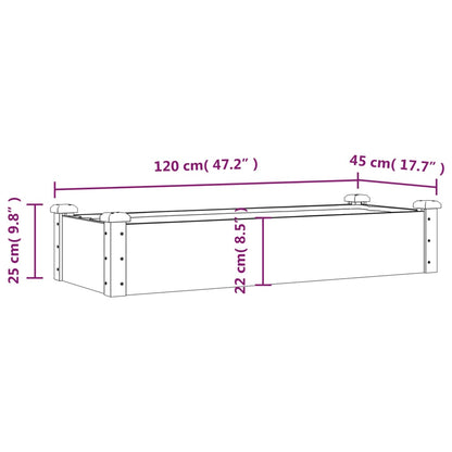 Canteiro elevado c/ forro 120x45x25 cm abeto maciço castanho