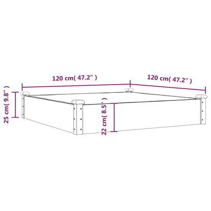 Canteiro elevado c/ forro 120x120x25 cm abeto maciço castanho