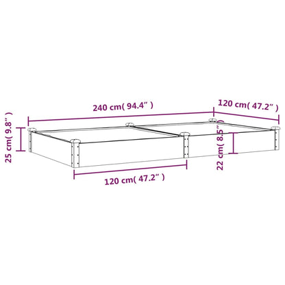 Canteiro elevado c/ forro 240x120x25 cm abeto maciço cinzento