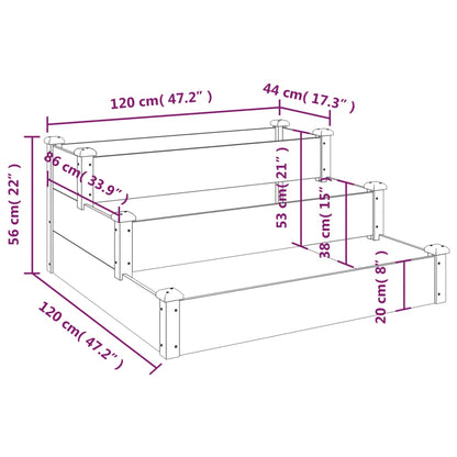 Canteiro elevado de jardim 120x120x56cm abeto maciço castanho