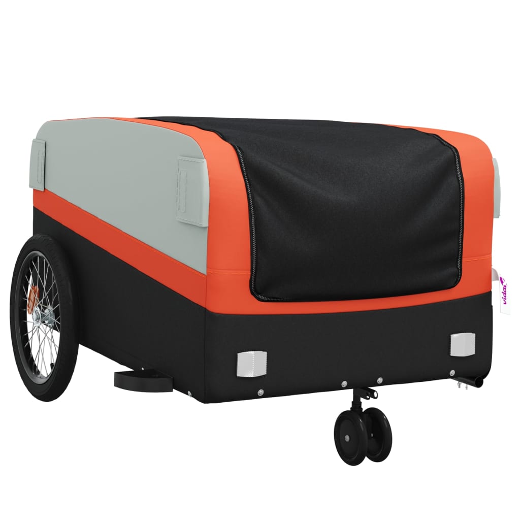 Reboque para bicicleta 45 kg ferro preto e laranja