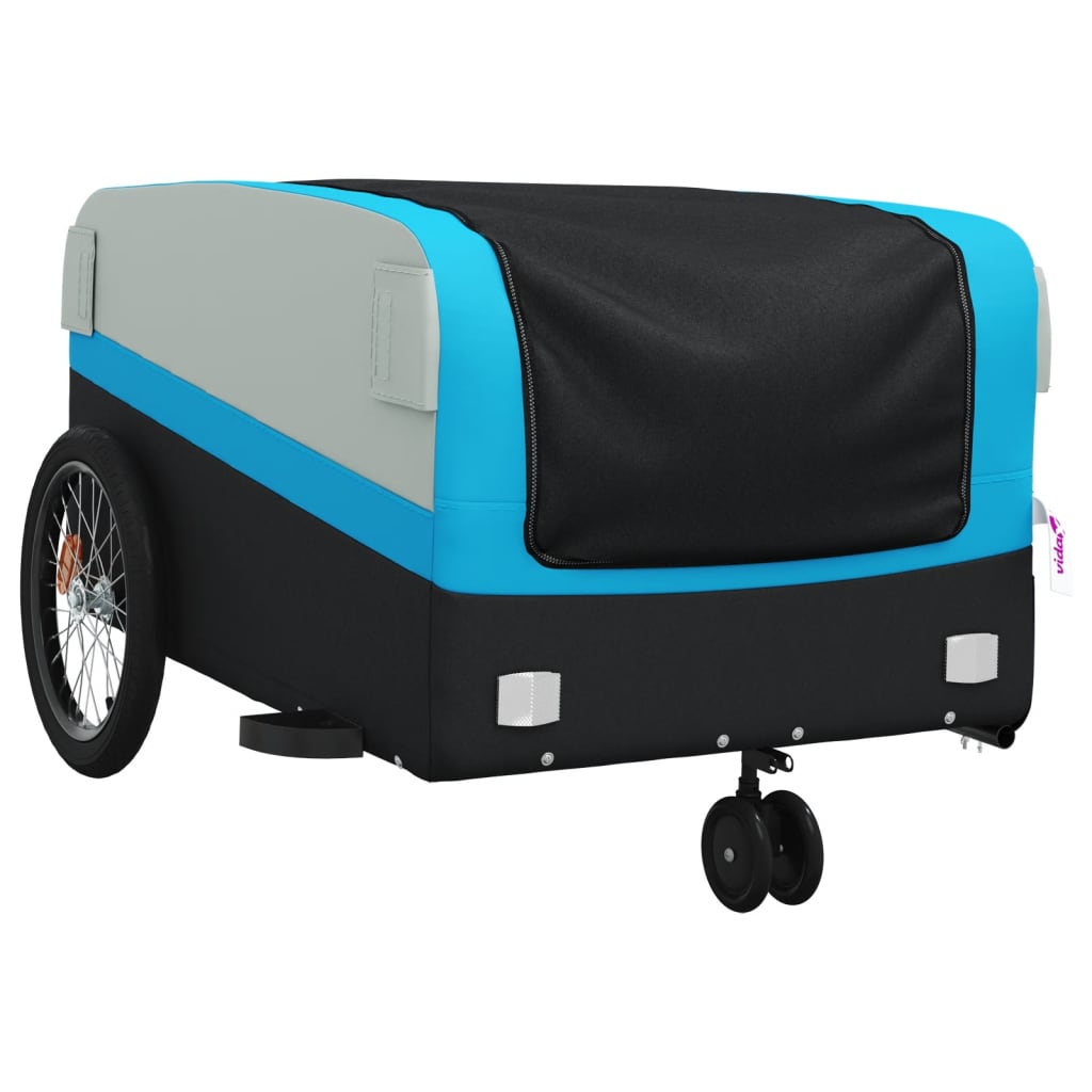 Reboque para bicicleta 45 kg ferro preto e azul