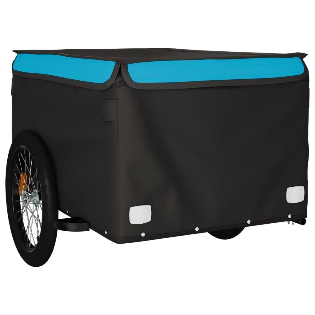 Reboque de carga para bicicleta 45 kg ferro preto e azul