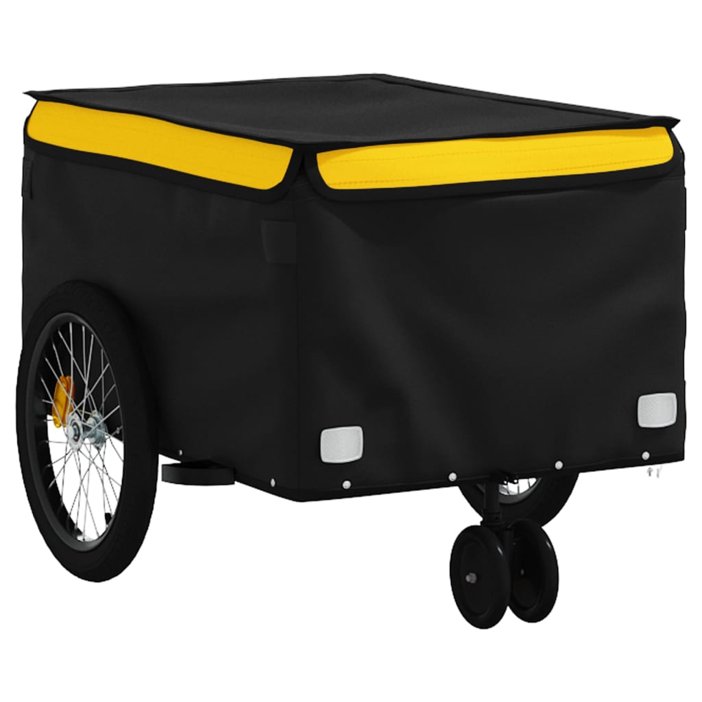 Reboque para bicicleta 30 kg ferro preto e amarelo