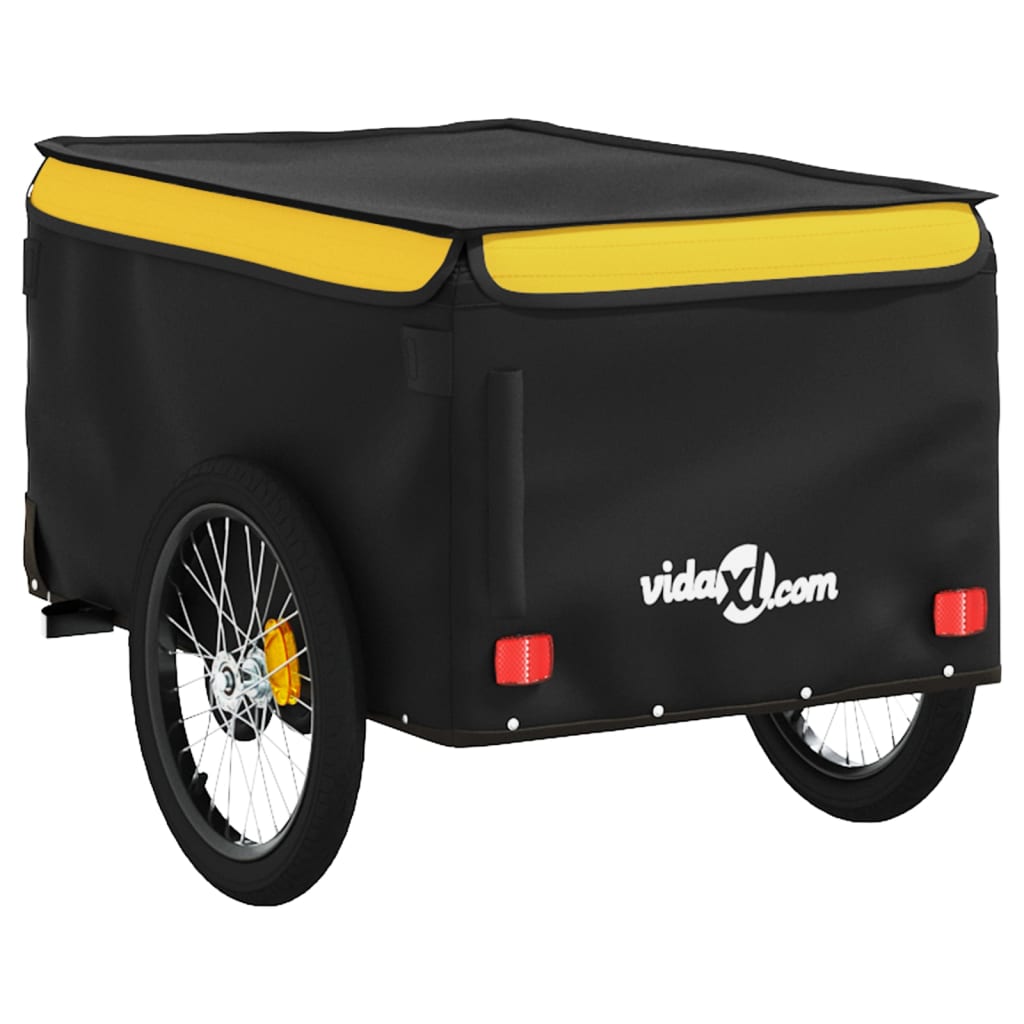 Reboque para bicicleta 30 kg ferro preto e amarelo