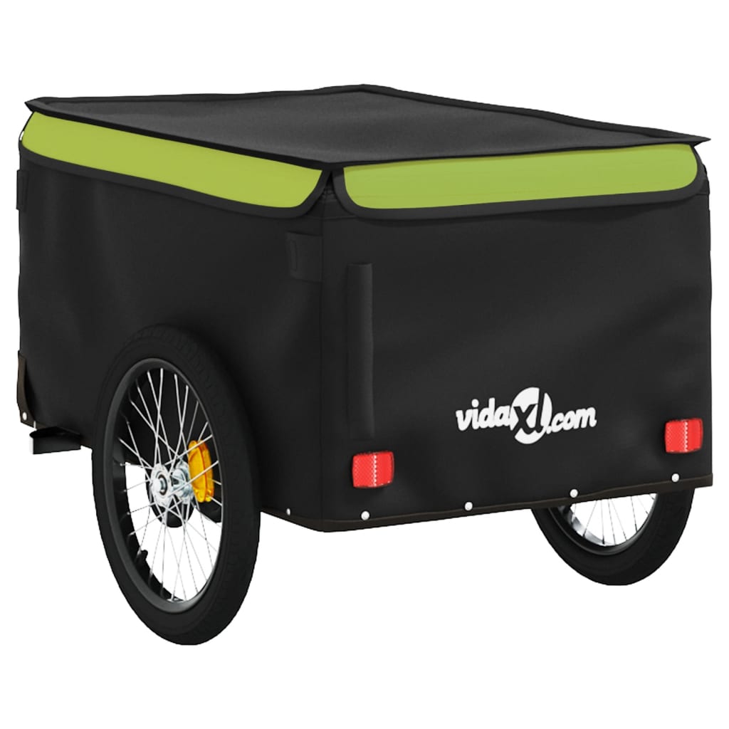 Reboque para bicicleta 30 kg ferro preto e verde