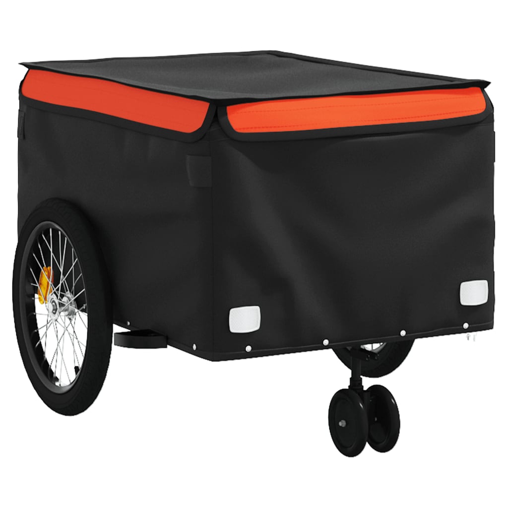 Reboque para bicicleta 45 kg ferro preto e laranja