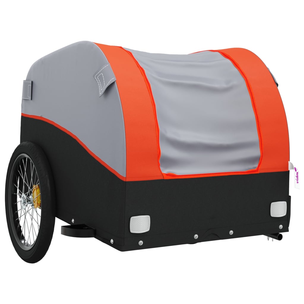 Reboque para bicicleta 30 kg ferro preto e laranja