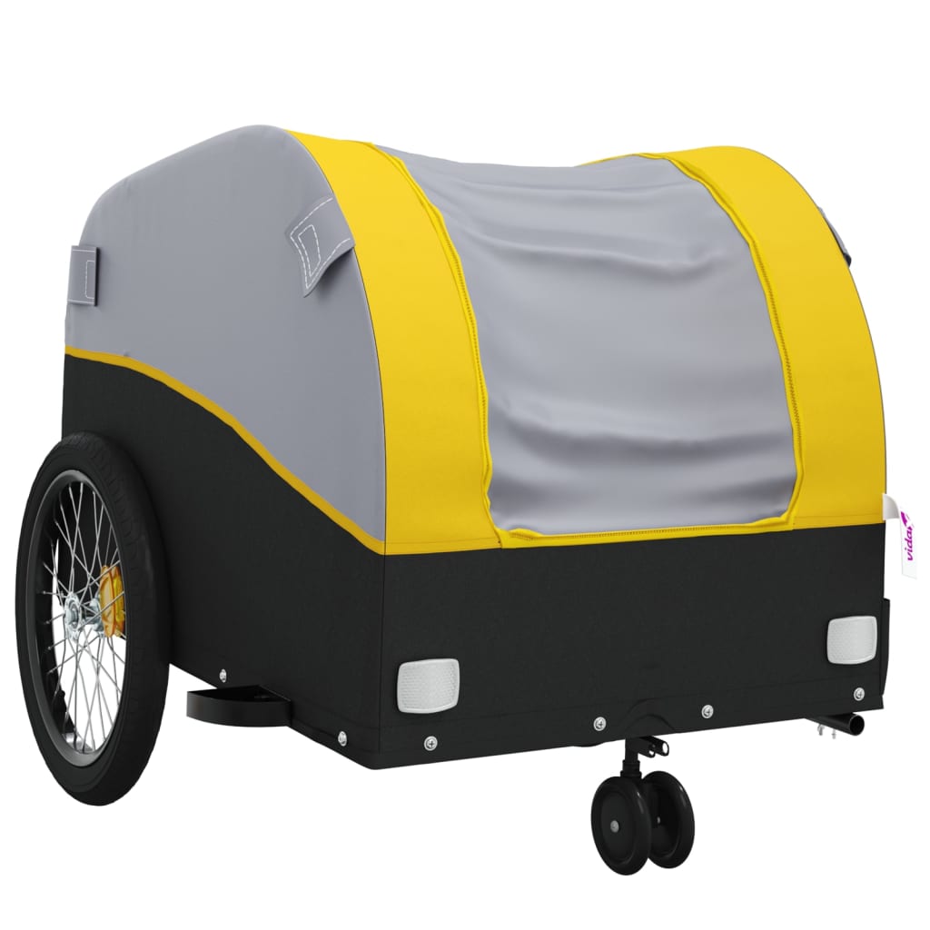 Reboque para bicicleta 30 kg ferro preto e amarelo