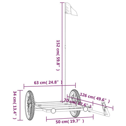 Reboque para bicicleta 126x63x34 cm ferro preto