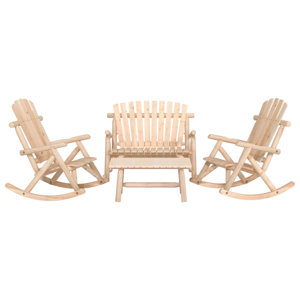 4 pcs conjunto lounge de jardim madeira de abeto maciça