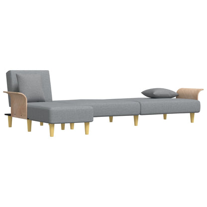 Sofá Cama Tâmara - Chaise Longue - Com 2 Almofadas Decorativas - Cor Cinza Claro - 279x140x70 cm - Estofo em Tecido que Envolve uma Espuma de Alta Densidade - Design Moderno