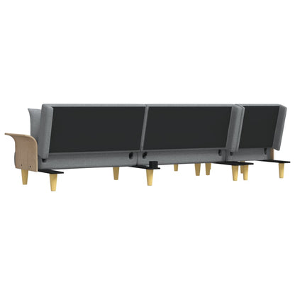 Sofá Cama Tâmara - Chaise Longue - Com 2 Almofadas Decorativas - Cor Cinza Claro - 279x140x70 cm - Estofo em Tecido que Envolve uma Espuma de Alta Densidade - Design Moderno