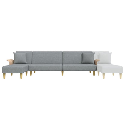 Sofá Cama Tâmara - Chaise Longue - Com 2 Almofadas Decorativas - Cor Cinza Claro - 279x140x70 cm - Estofo em Tecido que Envolve uma Espuma de Alta Densidade - Design Moderno