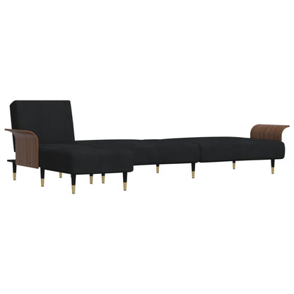 Sofá-cama Chaise Longue 279x140x70 cm veludo preto