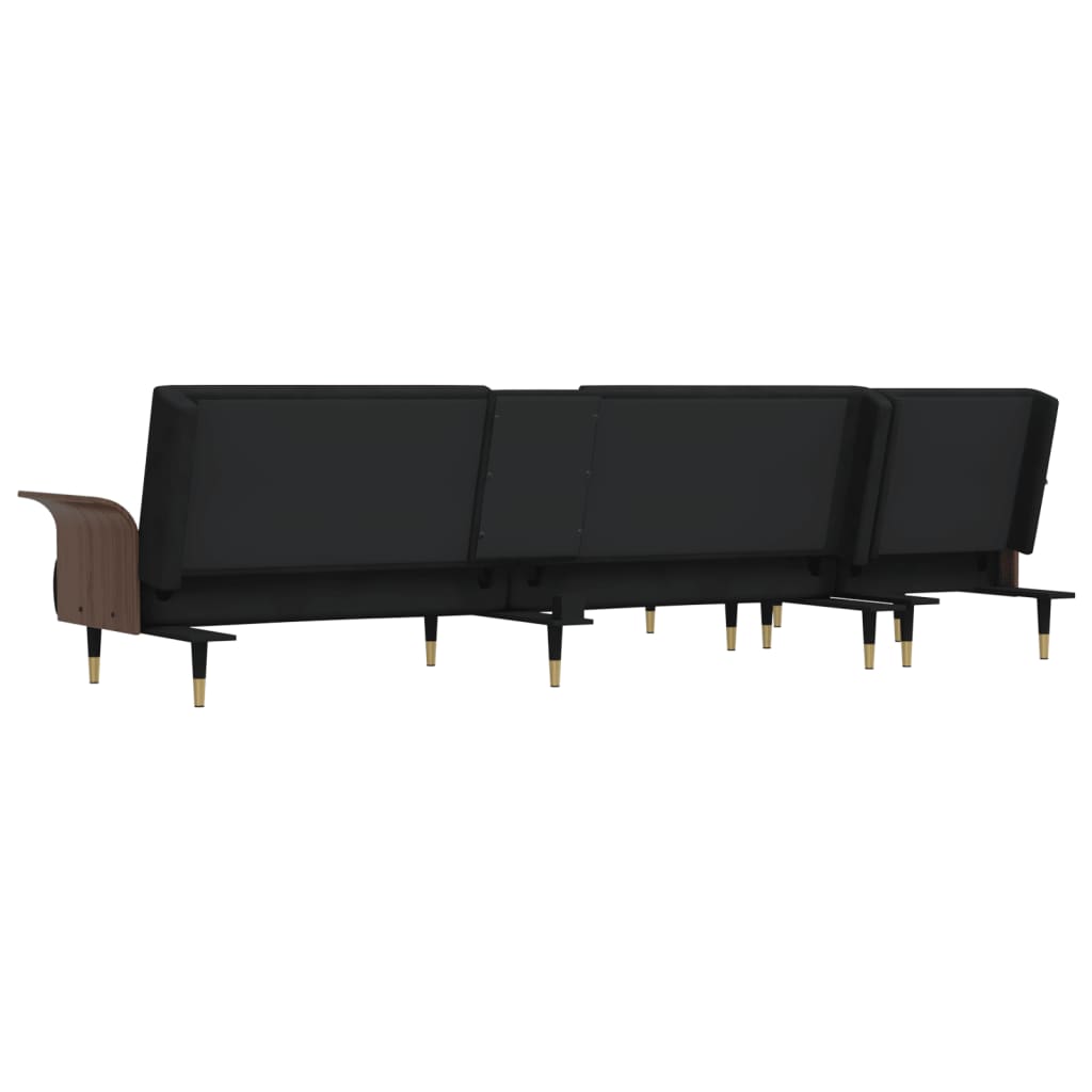 Sofá-cama Chaise Longue 279x140x70 cm veludo preto