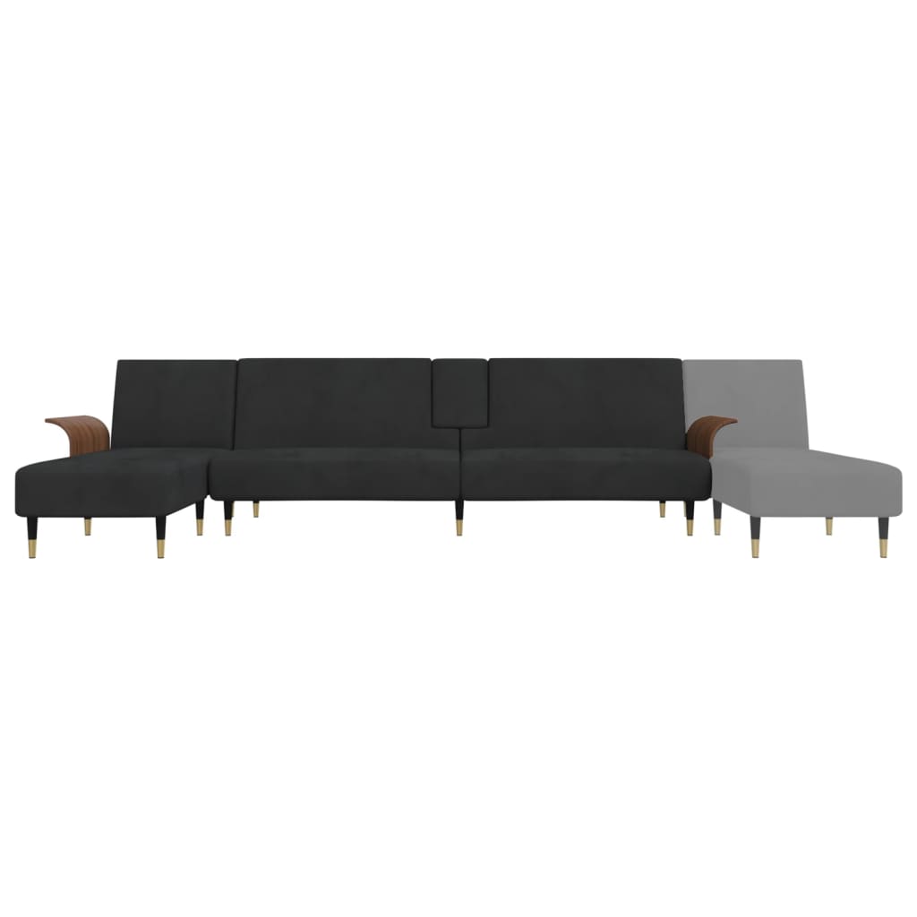 Sofá-cama Chaise Longue 279x140x70 cm veludo preto