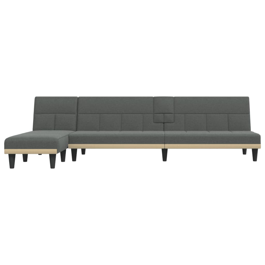 Sofá-cama Chaise Longue 255x140x70 cm tecido cinzento-escuro