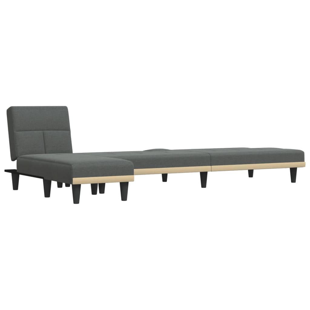 Sofá-cama Chaise Longue 255x140x70 cm tecido cinzento-escuro