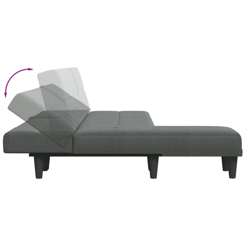 Sofá-cama Chaise Longue 255x140x70 cm tecido cinzento-escuro