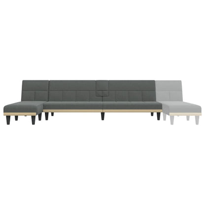 Sofá-cama Chaise Longue 255x140x70 cm tecido cinzento-escuro