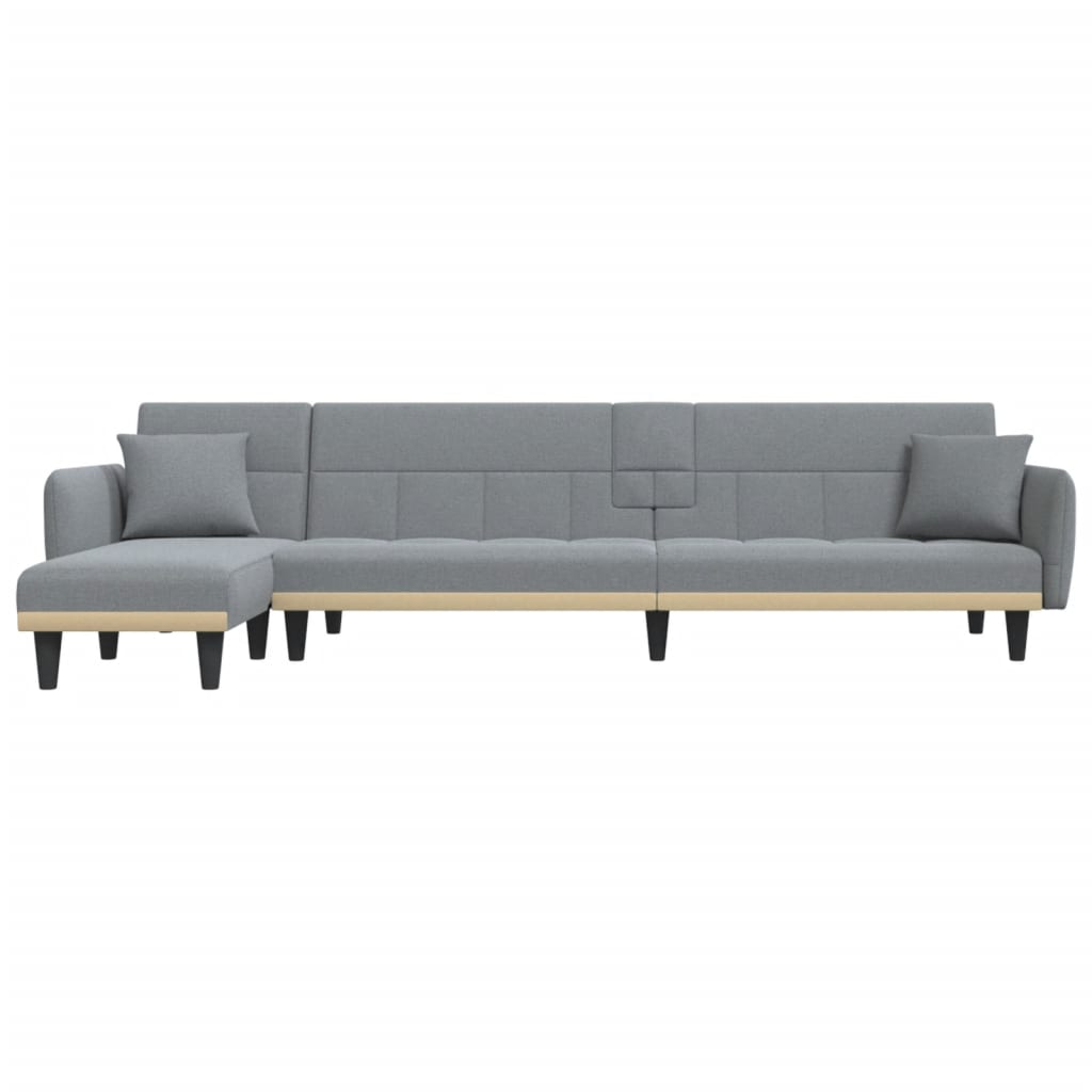 Sofá-cama Chaise Longue 275x140x70 cm tecido cinzento-claro