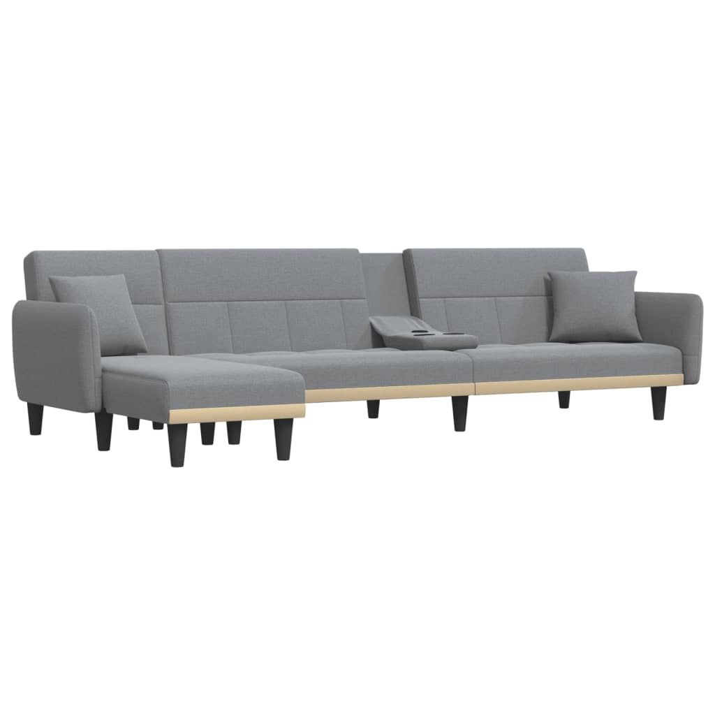 Sofá-cama Chaise Longue 275x140x70 cm tecido cinzento-claro