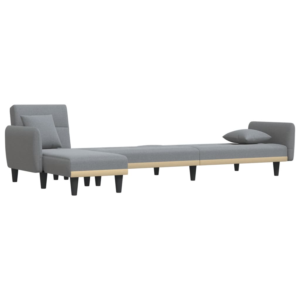 Sofá-cama Chaise Longue 275x140x70 cm tecido cinzento-claro