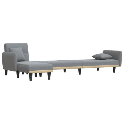 Sofá-cama Chaise Longue 275x140x70 cm tecido cinzento-claro