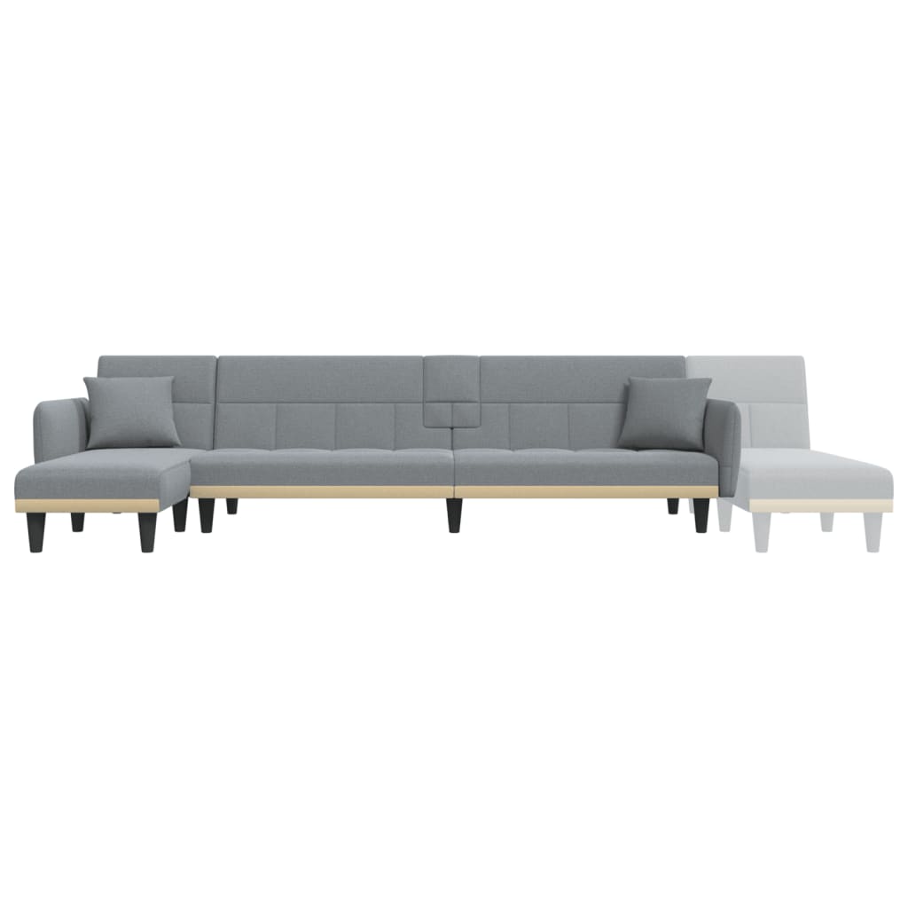 Sofá-cama Chaise Longue 275x140x70 cm tecido cinzento-claro